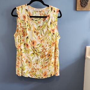Kasper Floral Tank Top - Orange and Green